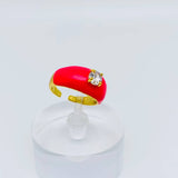 Colorful Enamel Inlaid Zircon Ring: D / Opening adjustable