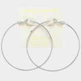 14K Gold Dipped 2 Inch Textured Metal Hoop Earrings: Silver