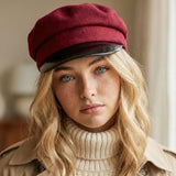 Faux Leather Trim Cabbie Cap: BU