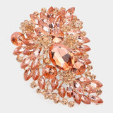 Oversize Multi Stone Floral Pin Brooch: Purple