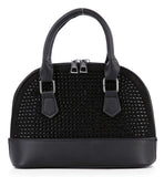 Sparkling Rhinestone Accented Mini Satchel: Black