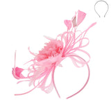 Floral Fascinator Headband w/ Side Loops & Feathers: Black