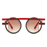Sunglasses Red Green Round Futuristic Double Frame: Red and Green / Multi Tone / One Size