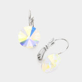 Genuine Round Crystal Lever Back Earrings: 31-TOPAZ