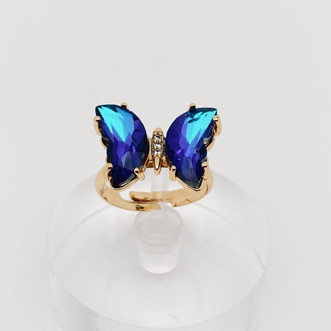 Gradient Glass Butterfly Ring: 2# Deep Blue