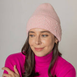 Women's Solid Color Peal Knitted Beanie Hat: LAV / One Size