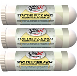 Three aromatherapy inhalers with visible branding on a white background