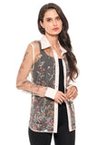 L3675-4 BUTTON DOWN MESH WITH SEQUENCE EMBROIDERY: XL