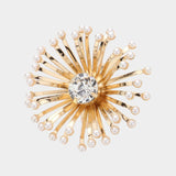 Stone Pointed Starburst Adjustable Ring: Gold