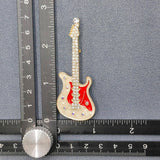 Rhinestone Enamel Rock and Roll Guitar Brooch: A