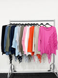 Pure Stretchy Cotton Plus Size Top With Distressed Slashing : BabyPink