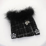 Fuzzy Fur Trim Tweed Jacket Pin Brooch
: Lavender