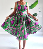 Sun Dress/ Mid Length/ Spagetti Straps/With Scarf