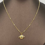 Enamel Evil Eye Charm 14K Gold Plated Necklace: Blue