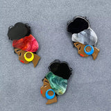 Girl Wearring Turban Acrylic Brooch: Wine red