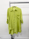 PURE VISCOSE LIGHTWEIGHT ASYMMETRIC SHIRT: Beige