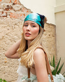 Blue Heart & Makeup Print Scarf – Playful & Chic