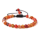 Hand Woven 6MM Natural Stone Stretch Bracelets - CS: Rose red striped agate / 6mm (stretchable)