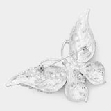 Glass Crystal Butterfly Pin Brooch: Gold