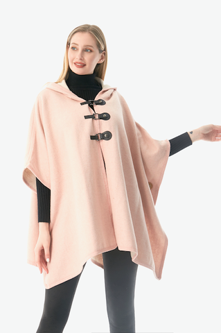 CP22110 Irelandia Hooded Cape Coat: 01 Pink