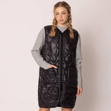 Quilted Padded Long Zipper Vest: IVY / One Size