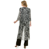 3 PC CARDIGAN STRAIGHT LEG PANT SET : BLACK/CREAM / XL