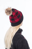 Aspen Plaid Beanie Hat: Red/Black