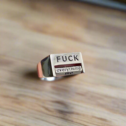 Fuck Everything  Rotatable Word Silver Tone Ring