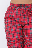 Plus Size Plaid Print Windbreaker Drawstring Jogger Pants: Red / 2-2-2 (1XL-2XL-3XL)