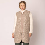 Quilted Padded Long Zipper Vest: IVY / One Size