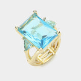 Rectangle Crystal Stretch Ring: MULTI