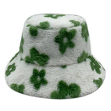 Floral Printed Faux Fur Bucket Hat: ORA / One Size