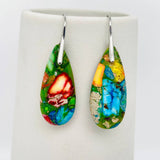 Colored Emperor Stone Geometric Agate Chakra Earrings - CS: F