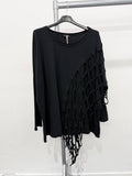 Pure Stretchy Cotton Plus Size Top With Distressed Slashing : BabyPink