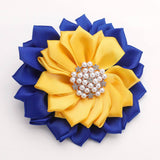 Pearl Pointed Flower Ribbon Brooch / Hair Clip: Purple