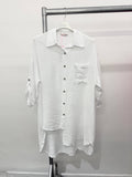 PURE VISCOSE LIGHTWEIGHT ASYMMETRIC SHIRT: Beige