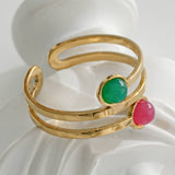 LilithGold Ring With Red And Green Stone