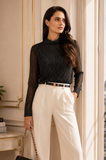 A406 - Sheer Polka Dot Mesh Top – Black & White: L