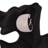 Rhinestone Pave Hoop Evening Earrings: Gold Rainbow