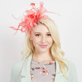 Floral Fascinator Headband w/ Side Loops & Feathers: Black