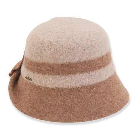 Tan, 90% Wool/10% Nylon Cloche, Brim 2.5"