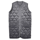 Quilted Padded Long Zipper Vest: IVY / One Size
