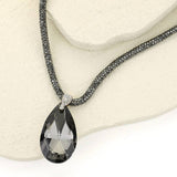 Teardrop Faceted Stone Pendant Bling Studded Necklace: Leopard