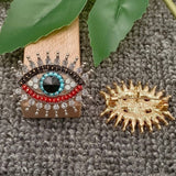 Sparkling Rhinestone Devil's Eye Brooch: Golden