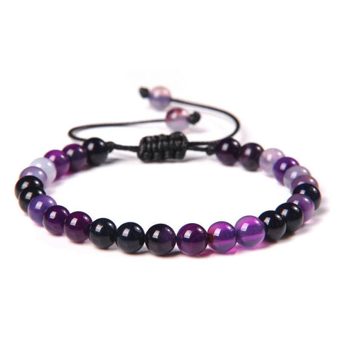 Hand Woven 6MM Natural Stone Stretch Bracelets -: Purple agate 