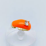 Colorful Enamel Inlaid Zircon Ring: D / Opening adjustable