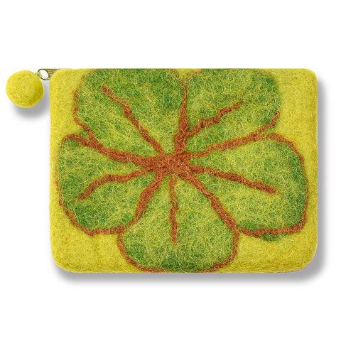 Flower Attached Coin Purse: Yellow