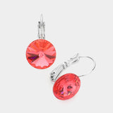 Genuine Round Crystal Lever Back Earrings: 6-VITRAIL