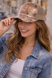 Sequin Plaid Mesh Trucker Cap – Chic Statement Hat: Brown