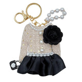 Flower Dress Pearl Key Chain Bag Charm: WHT / One Size
